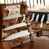 This Harukaze 210mm (8.3") Gyuto’s blade, at just 2mm (0.08"), is among the thinnest we have in our range. The knife has an immaculate "out of the box" sharpness, laser-thin spine of the blade, good balance and offers a lightweight feeling while in use. VG-1 steel is synonymous with efficiency and durability and is extremely easy to maintain as the blade is completely stainless. Unlike other knives, this knife is not laminated and is made entirely of one steel, being of so-called "monosteel" construction.