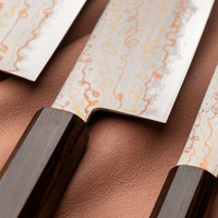 The whole Hayabusa Rainbow Damascus set - details.