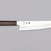 Right side of the Hayabusa Gyuto VG-10 Tsuchime Damascus 210mm knife, showcasing the full knife.