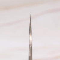 Knife choil. Hokiyama Sujihiki SLD Nashiji 240mm (9.5") is made from semi-stainless SLD steel that combines ease of maintenance with impressively long edge retention. The minimalistic blade finish is a combination of nashiji and matte migaki. Its length makes it perfect as a gift and for all those who prefer smaller mighty blades.