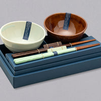 KURABI Mino Bowl and Chopstick Gift Set — Japanese Mino Ware Yusai