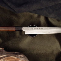 Kitaoka Yanagiba de acero Shirogami n.º 1, Damasco, 240 mm (9.5")