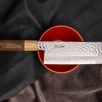 Kotetsu nakiri VG-10 Damascus 160mm pakkawood Japanese kitchen knife
