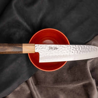 Kotetsu santoku VG-10 Damascus 180mm pakkawood Japanese kitchen knife