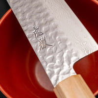 Kotetsu santoku VG-10 Damascus 180mm pakkawood Japanese kitchen knife