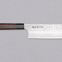 Kouhei-Shinmatsu ZDP-189 Nakiri Silver comes as the culmination of a decade’s worth of expertise and mastery of Japanese knife forging, passed down through generations within the Suncraft smithy. ZDP-189 steel knives are extremely rare and are made by Suncraft specifically for SharpEdge.