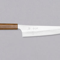 Kurosaki Gyuto Gekko VG-XEOS Migaki 210mm (8.3")_1 Kurosaki Gyuto from the Gekko line is made by master blacksmith Yu Kurosaki. The minimalistic, lightweight, perfectly balanced blade is treated to a high polish − hence the name Gekkō (月光) which means moonlight in Japanese. VG-XEOS steel (61 HRC), which has excellent resistance to wear and corrosion.