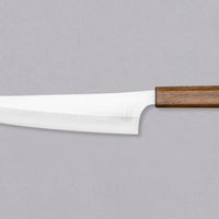 Kurosaki Gyuto Gekko VG-XEOS Migaki 210mm (8.3")_2Kurosaki Gyuto from the Gekko line is made by master blacksmith Yu Kurosaki. The minimalistic, lightweight, perfectly balanced blade is treated to a high polish − hence the name Gekkō (月光) which means moonlight in Japanese. VG-XEOS steel (61 HRC), which has excellent resistance to wear and corrosion.