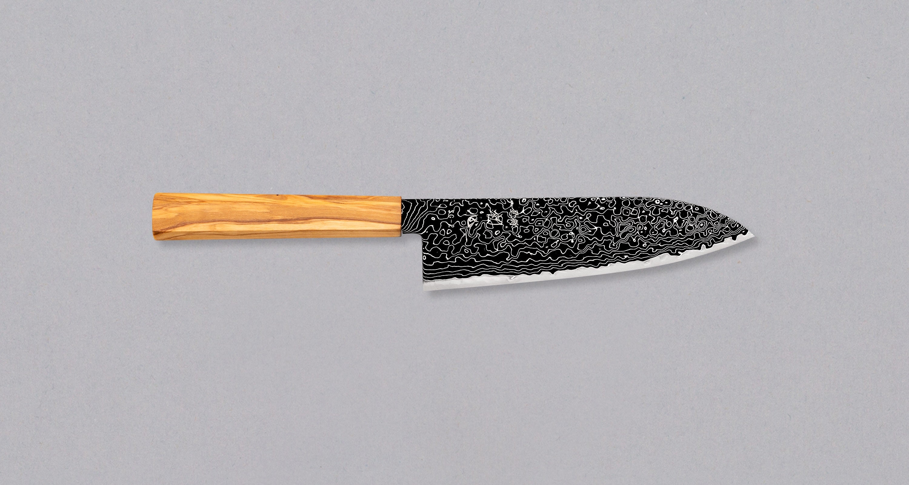 Hatsukokoro Mercury Santoku Kurozome Damascus 180mm (7.1