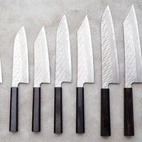 Nigara Hamono VG-10 Damascus Tsuchime line of knives.