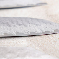 Nigara VG-10 Damascus Tsuchime line of knives details.