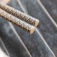 Kawai Essstäbchen — Seigaiha Blau