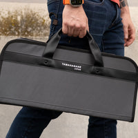 Tamahagane Chef's Knife Bag / holds 7 knives ; The Tamahagane knife bag is an excellent choice for professionals and home-cooking enthusiasts who want to have their knives ready in no time whenever occasion requires. The bag contains 7 separate pockets for kitchen knives and other cooking utensils.
