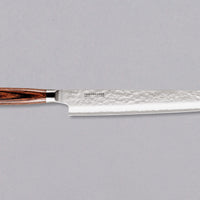 Tamahagane "TSUBAME" Sashimi-Slicer 240 mm Tamahagane Tsubame Slicer knife is primarily intended for long pulls and precise cuts of meat and fish. The 240mm (9.5") version is designed for medium-sized fish and pieces of meat. A matte blade finish, featured with the core VG-5 steel hardened to 61 HRC.