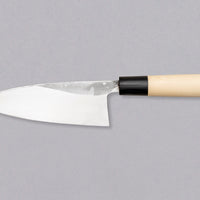 Japanese kitchen knife deba, made from Shirogami steel by the Tojiro smithy. Magnolia handle with a buffalo horn ferrule. Buy now at SharpEdgeShop.com