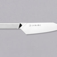 Tojiro Origami Santoku is a multi-purpose, low-maintenance and affordable Japanese knife. The design is unique—the knife is made from a single folded metal sheet, with no welding process involved. It was awarded a world-famous iF Design Award. The blade is made of molybdenum vanadium steel with a hardness of 58-59 HRC.