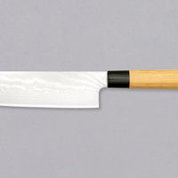 Knife with a wooden handle on a gray background