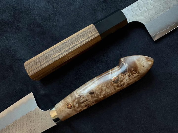 Damascus Knife, Acid Etched with Wood Handle — Heart Horse