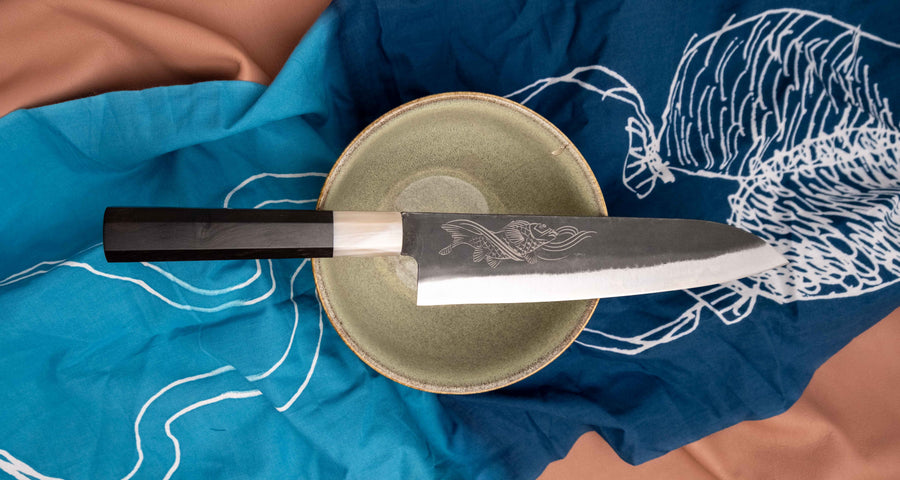 Yoshida Gyuto SUJ-2 Kuro-uchi 210mm (8.3") [Koi Fish]