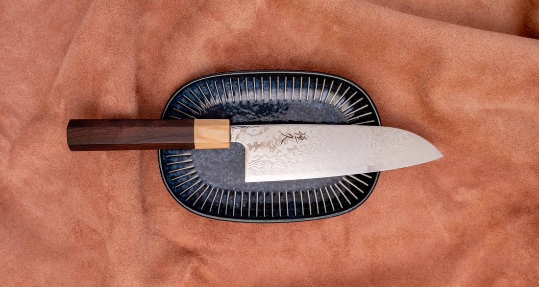 Tsunehisa Santoku SLD Damascus 165mm (6.5") [Rosewood-Cedar]