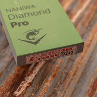 Naniwa Diamond Pro stone with grit #1000 is a premium splash-and-go diamond plate that is excellent for knife sharpening. Whereas many diamond stones have a single thin layer, the Naniwa Diamond Pro stones have a layer 1mm thick. This allows the stone to effectively "shed" worn layers, offering a fresh diamond grit.