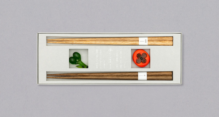 Tetoca Persimmon and Olive Wood Chopstick Gift Set