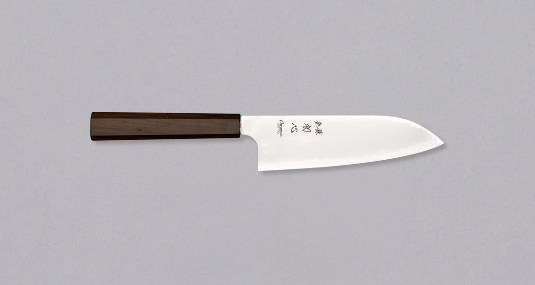 Hatsukokoro Kanetsugu Santoku Chromax Migaki 170mm (6.7") [Ebony]