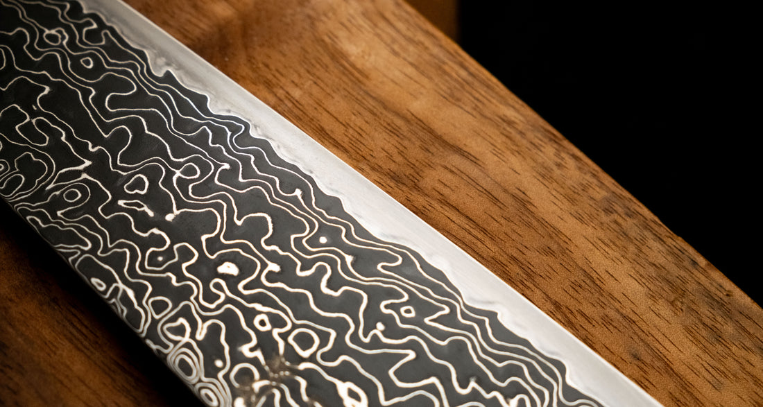 Hatsukokoro Mercury Gyuto Kurozome Damascus 210mm (8.3") [Mono Olivewood]