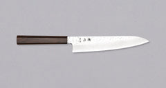 Right side of the Hayabusa Gyuto VG-10 Tsuchime Damascus 210mm knife, showcasing the full knife.