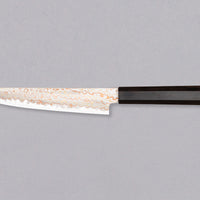 Hayabusa Petty Aogami #2 Rainbow Damascus 150mm is a versatile Japanese kitchen knife ideal for preparing meat, fish, and vegetables. Its blade, made of Aogami #2 steel, is thin and precise. It excels in sharpness, edge retention, and ease of maintenance, but above all looks - with the unique rainbow damascus pattern!