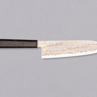 Hayabusa Santoku Aogami #2 Rainbow Damascus is a versatile Japanese kitchen knife ideal for preparing meat, fish, and vegetables. Its blade, made of Aogami #2 steel, is thin and precise. It excels in sharpness, edge retention, and ease of maintenance, but above all - looks - with the unique rainbow damascus pattern!