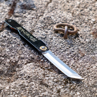 Higonokami is the most famous Japanese pocket knife. Higonokami is a small, lightweight and durable pocket knife of simple design, suitable for versatile use. The Kengata KURO-UCHI version is a made of high-carbon Shirogami steel, hardened to around 62–63 HRC. Kuro-uchi is the black scaly residue left from the forging process.