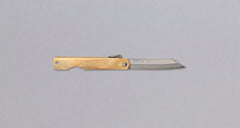 Higonokami is the most famous Japanese pocket knife and enjoys the same fame worldwide as the Swiss army knife. It is a small, lightweight, and durable pocket knife of simple design, suitable for versatile use. The BRASS version is made of quality, traditional Japanese Aogami #1 blue steel, hardened to around 62 HRC. 