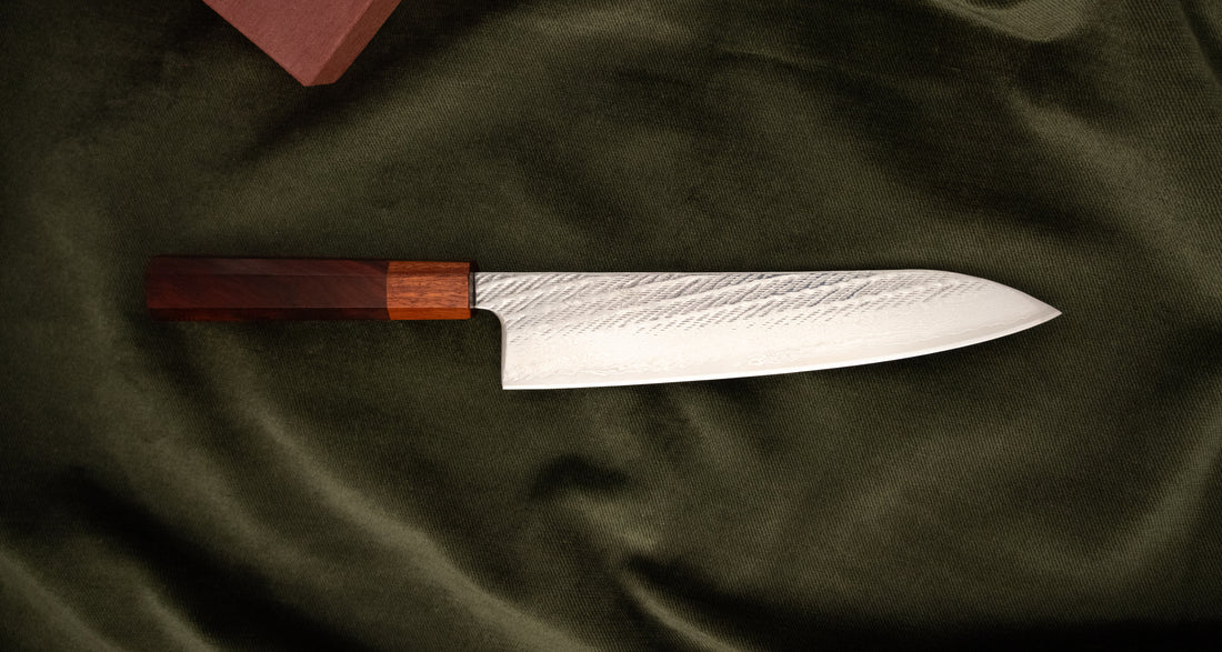 Hokiyama Gyuto Ginsanko Nawame Damascus 210mm (8.3") [Kaotan/Rosewood]