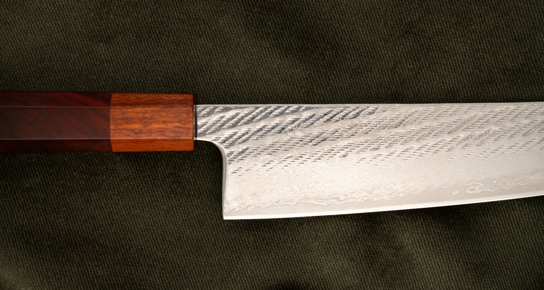 Hokiyama Gyuto Ginsanko Nawame Damascus 210mm (8.3") [Kaotan/Rosewood]