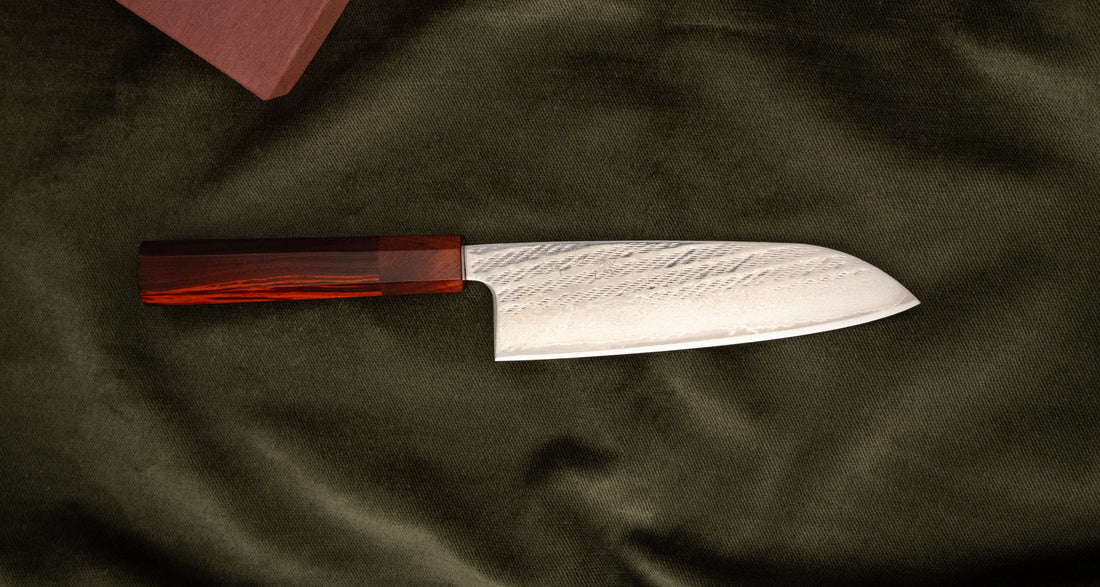 Hokiyama Santoku Ginsanko Nawame Damascus 165mm (6.5") [Kaotan/Rosewood]