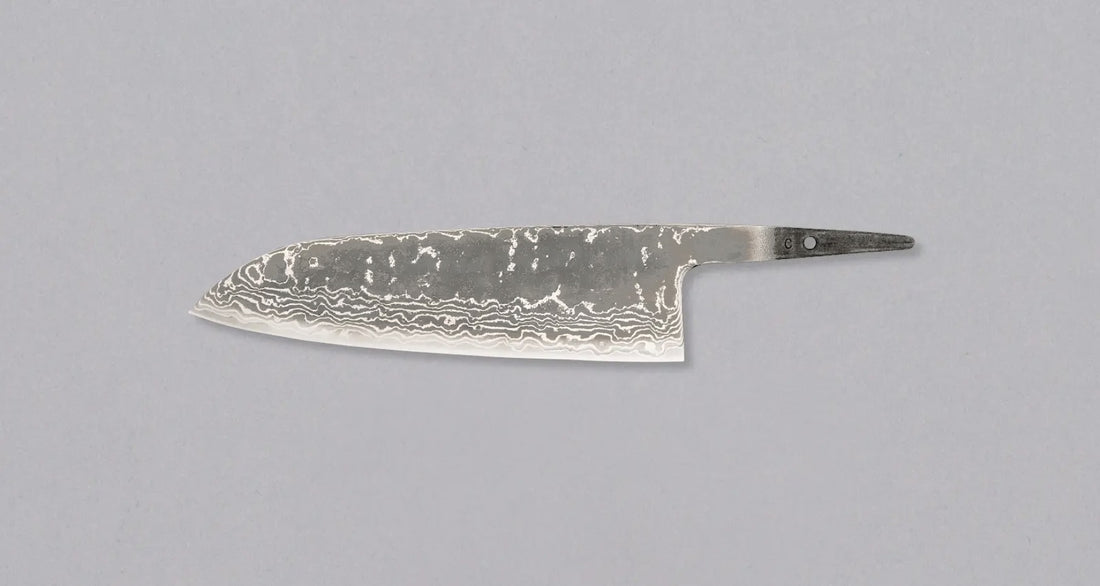 Hokiyama Santoku 440C Damascus 170mm (6.7") - BLADE