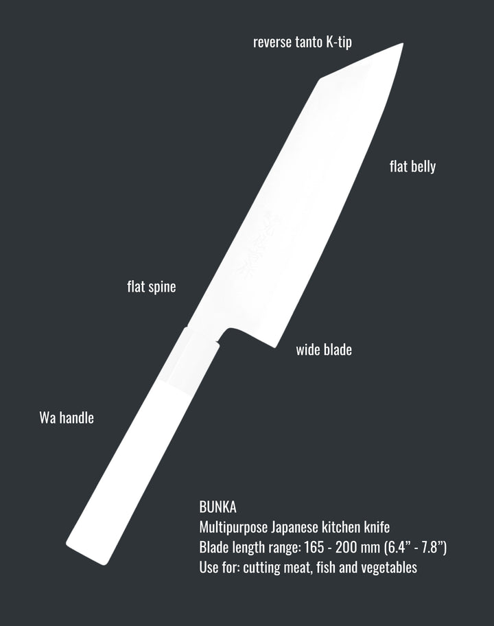 Japanese bunka knife features: shape and size