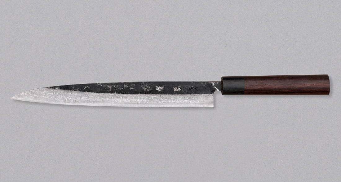 Kajiwara Sujihiki Aogami #2 Kuro-uchi Damascus 270mm (10.6")