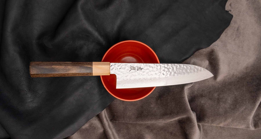 Kotetsu Santoku VG-10 Damascus 180mm (7.1") [pakka wood]