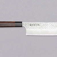 Kouhei-Shinmatsu ZDP-189 Nakiri Silver comes as the culmination of a decade’s worth of expertise and mastery of Japanese knife forging, passed down through generations within the Suncraft smithy. ZDP-189 steel knives are extremely rare and are made by Suncraft specifically for SharpEdge. 