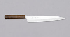 Kurosaki Sujihiki Gekko from the Gekko line is the work of a talented master blacksmith Yu Kurosaki. The minimalistic, lightweight, perfectly balanced blade is treated to a high polish. The knife features new VG-XEOS steel (61 HRC), which has excellent resistance to wear and corrosion, and is fitted with an oak handle.