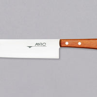 The MAC Nakiri 165 mm is a traditional Japanese knife specially designed for cutting vegetables. The blade is made of MAC molybdenum steel and has an ergonomic rosewood western handle. These features make the MAC Nakiri 165mm knife suitable as a first Japanese knife for all vegetable lovers and also a great gift.