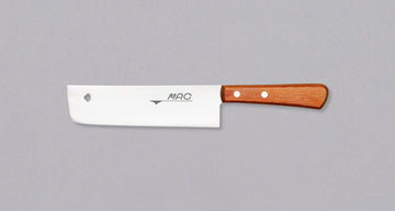 The MAC Nakiri 165 mm is a traditional Japanese knife specially designed for cutting vegetables. The blade is made of MAC molybdenum steel and has an ergonomic rosewood western handle. These features make the MAC Nakiri 165mm knife suitable as a first Japanese knife for all vegetable lovers and also a great gift.