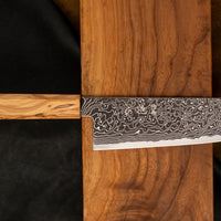 Hatsukokoro Mercury Bunka Kurozome Damascus 180mm (7.1") [Mono Olivewood]