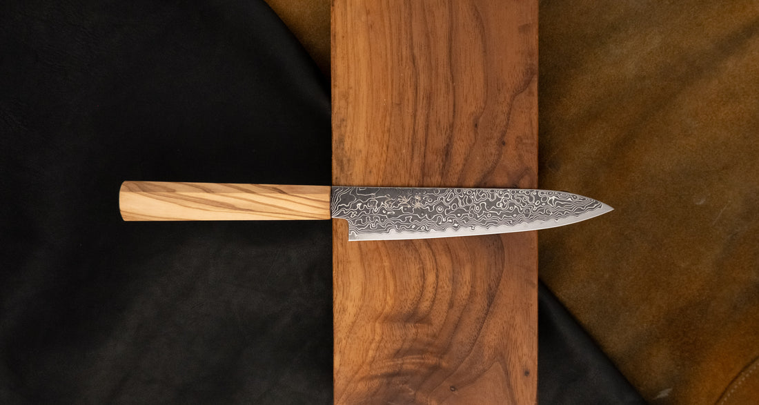 Hatsukokoro Mercury Petty Kurozome Damascus 150mm (5.9") [Mono Olivewood]