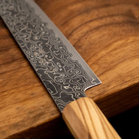 Hatsukokoro Mercury Petty Kurozome Damascus 150mm (5.9") [Mono Olivewood]