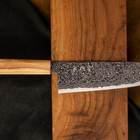 Hatsukokoro Mercury Santoku Kurozome Damascus 180mm (7.1") [Mono Olivewood]