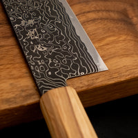 Hatsukokoro Mercury Santoku Kurozome Damascus 180mm (7.1") [Mono Olivewood]