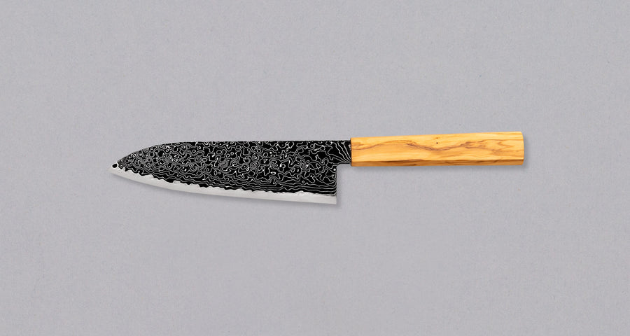 Hatsukokoro Mercury Santoku Kurozome Damascus 180mm (7.1